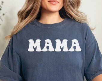 レトロママTシャツ：コンフォートカラーのママTシャツ、新米ママへのギフト