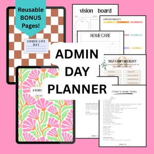Admin Day Planner Home & Life Organization Workbook Printable Worksheets PDF Home Maintenance Tracker Digital Download Reusable
