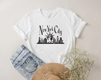 New York City Skyline Statue of Liberty Vector Art (svg, eps, dxf, png)