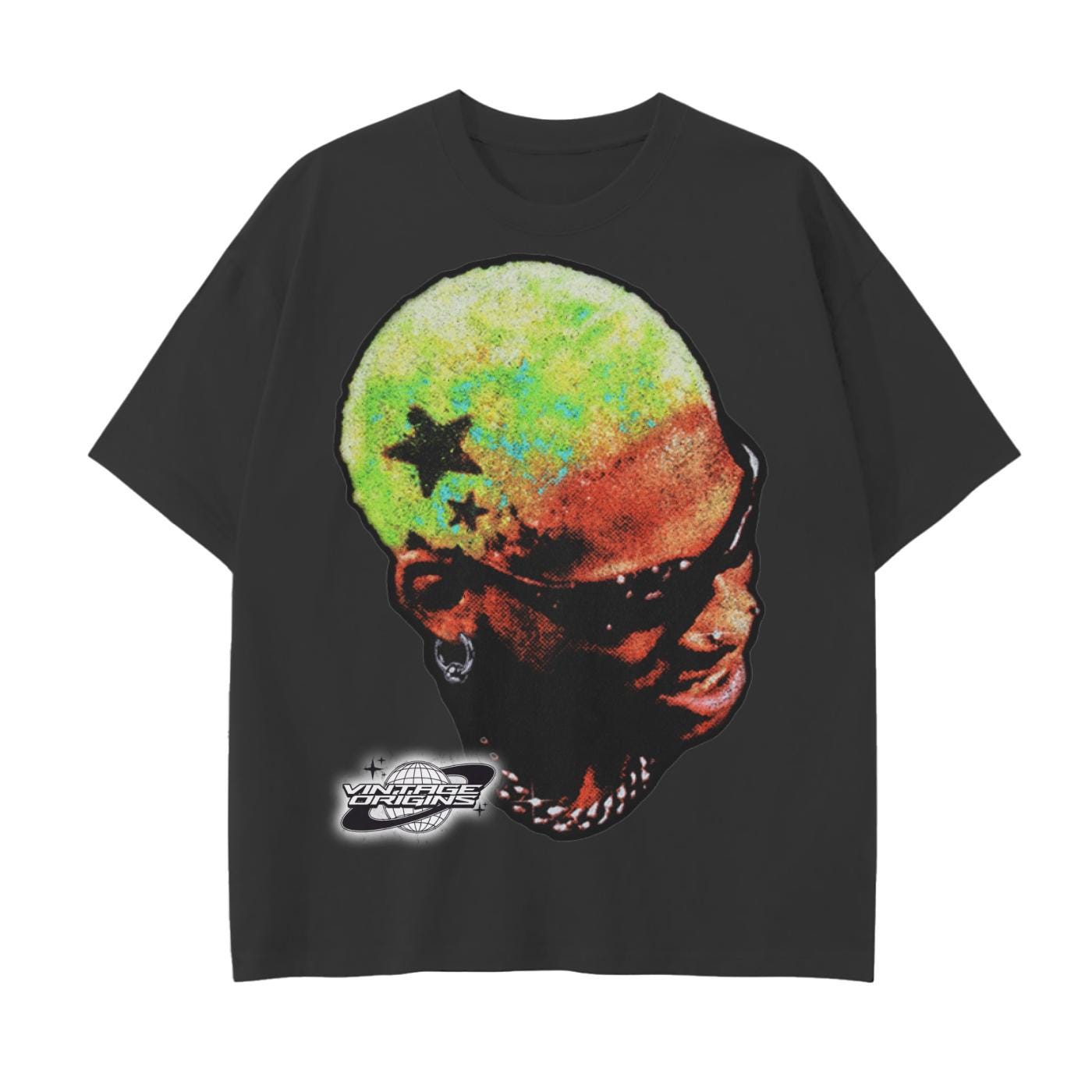 Dennis Rodman Big Head Drop Shoulder T-Shirt
