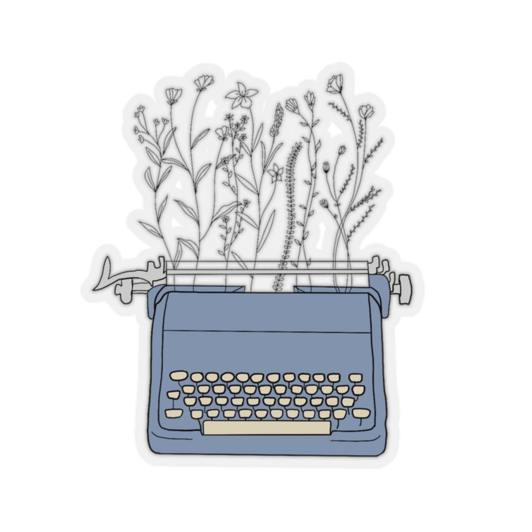 Blooming Typewriter Sticker - Etsy