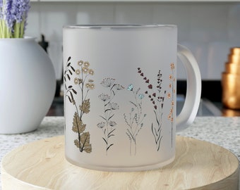 Wildflower Frosted Colored Glass Mug