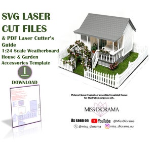 Digital SVG Template for 1:24 Scale Weatherboard House and Garden Accessories