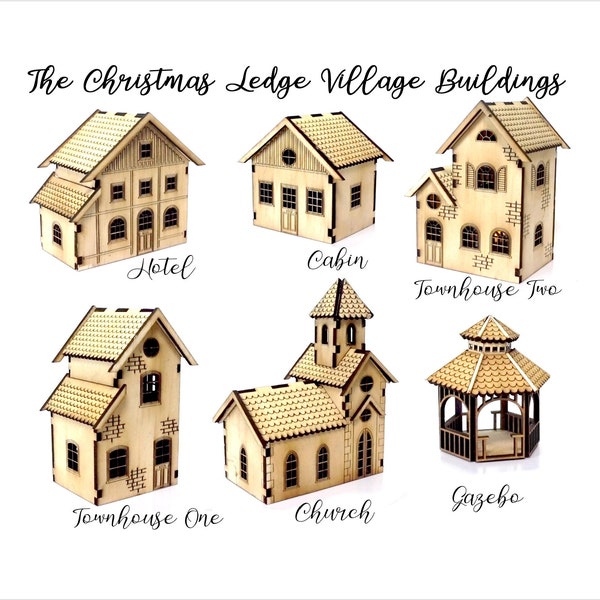SVG-bestanden voor miniatuur kerstrichel dorpsgebouwen