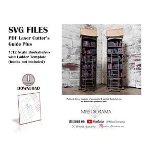 SVG Template Files for DIY Mini 1/12 Scale Bookshelves & Functioning Library Ladder