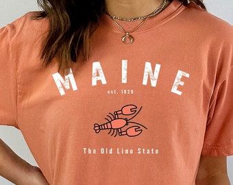Maine-Inspired Graphic Tee: Rock the Lobster, Great Gift for Her, Super Cute Lobster Shirt - Comfort Colors Garment-Dyed T-Shirt