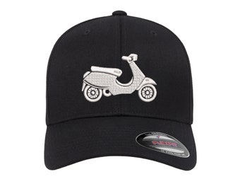 Vespa Scooter Logo Embroidered FlexFit Fitted Hat