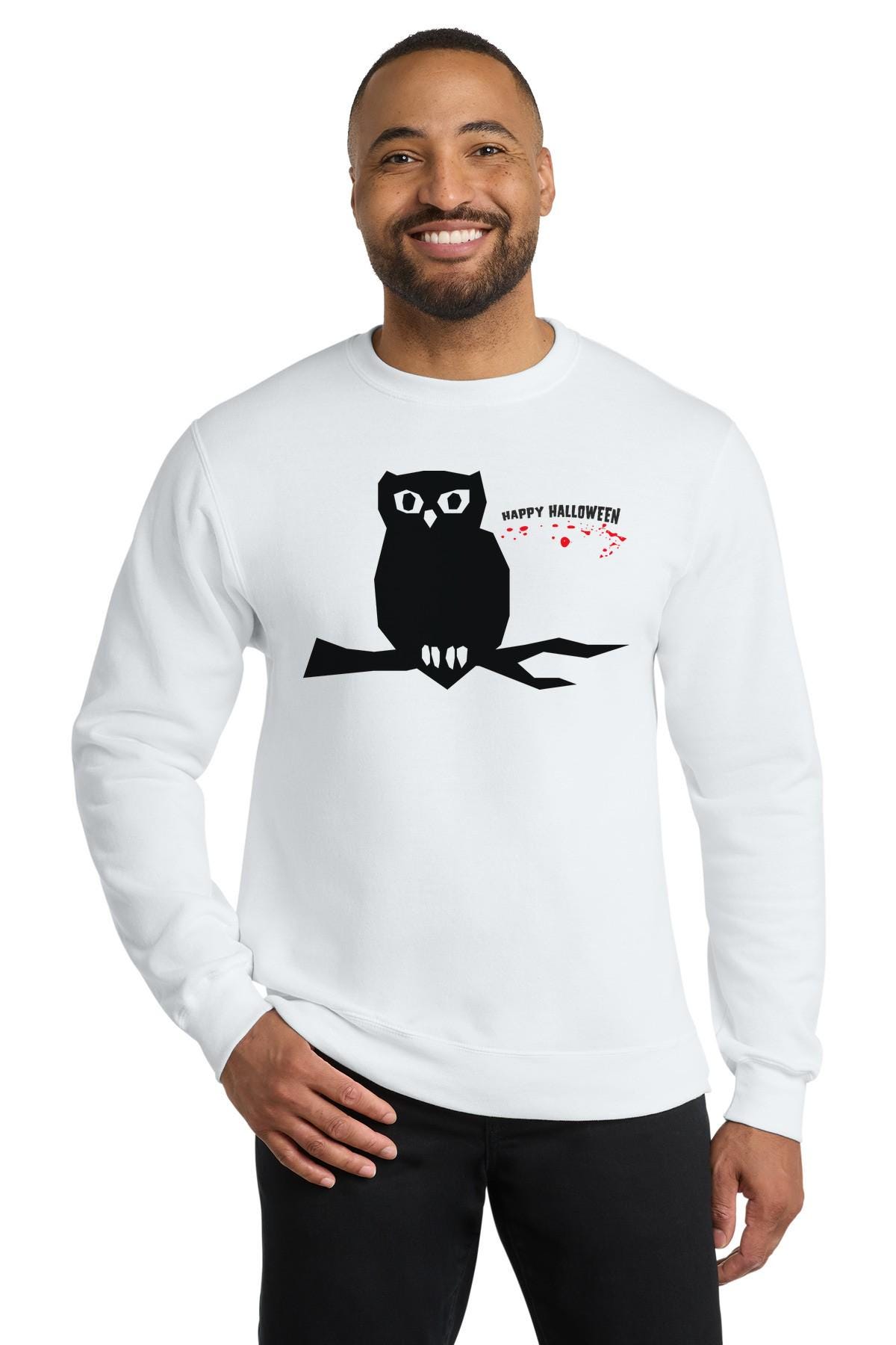 Halloween Owl Happy Halloween Design Crewneck Sweatshirt