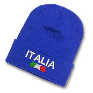 Italia Italian Pride Embroidered Royal Blue Beanie with Cuff