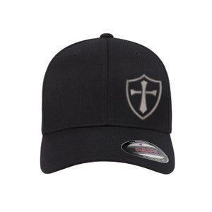 Crusader Cross Military Logo Embroidered FlexFit Fitted Hat