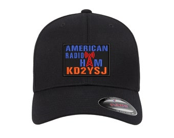 Personalized American Ham Radio Embroidered Patch FlexFit Hat
