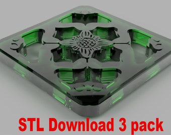 Chinese Jade Breezeway Tile STL files for 3D Printing - 3 Pack