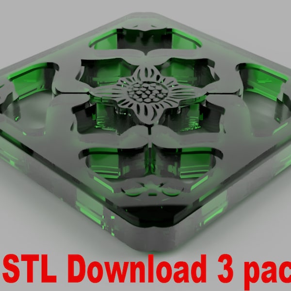 Chinese Jade Breezeway Tile STL files for 3D Printing - 3 Pack
