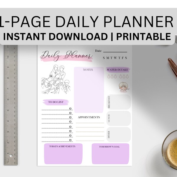 BTS Daily To-Do List, Instant Download, BTS Planner, Printable To-Do List, Productive Daily Checklist, Aesthetic To-Do, Undated