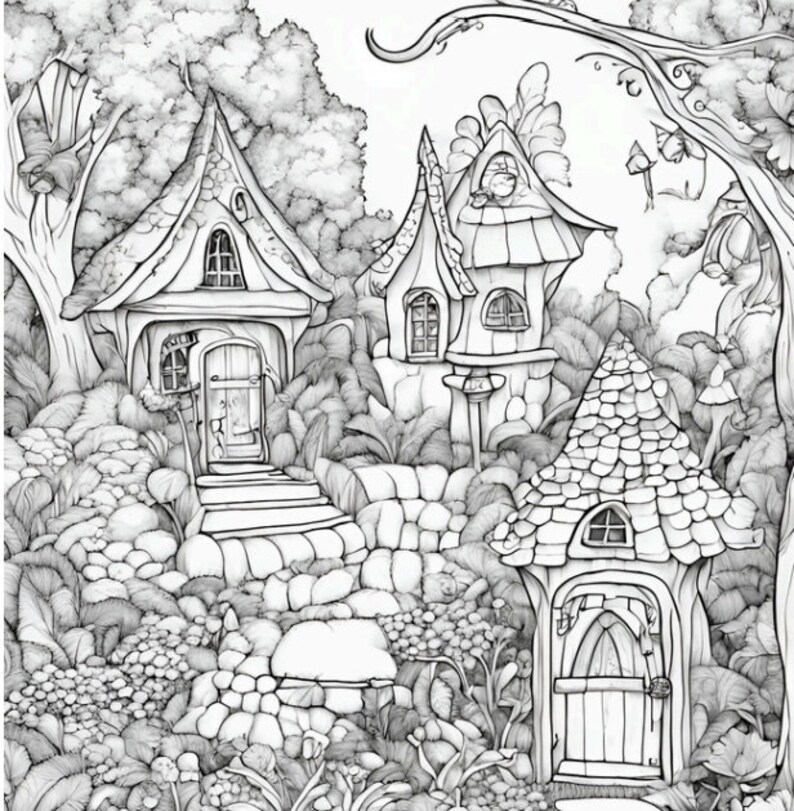 Fairy Garden 2 Coloring Pages Printable Download - Etsy