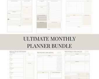 Pacchetto Planner digitale, Pacchetto Planner mensile, Planner non datato, 6 Preferiti di pianificazione, Download digitale, Planner stampabile, Download istantaneo