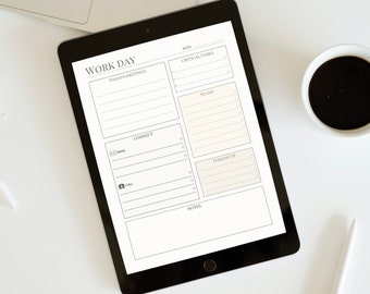 Pianificatore di lavoro quotidiano, Organizzatore di giornate di lavoro digitale, Pianificatore giornaliero modificabile, Elenco attività stampabile, Affari, Organizzatore di ufficio, Programma digitale