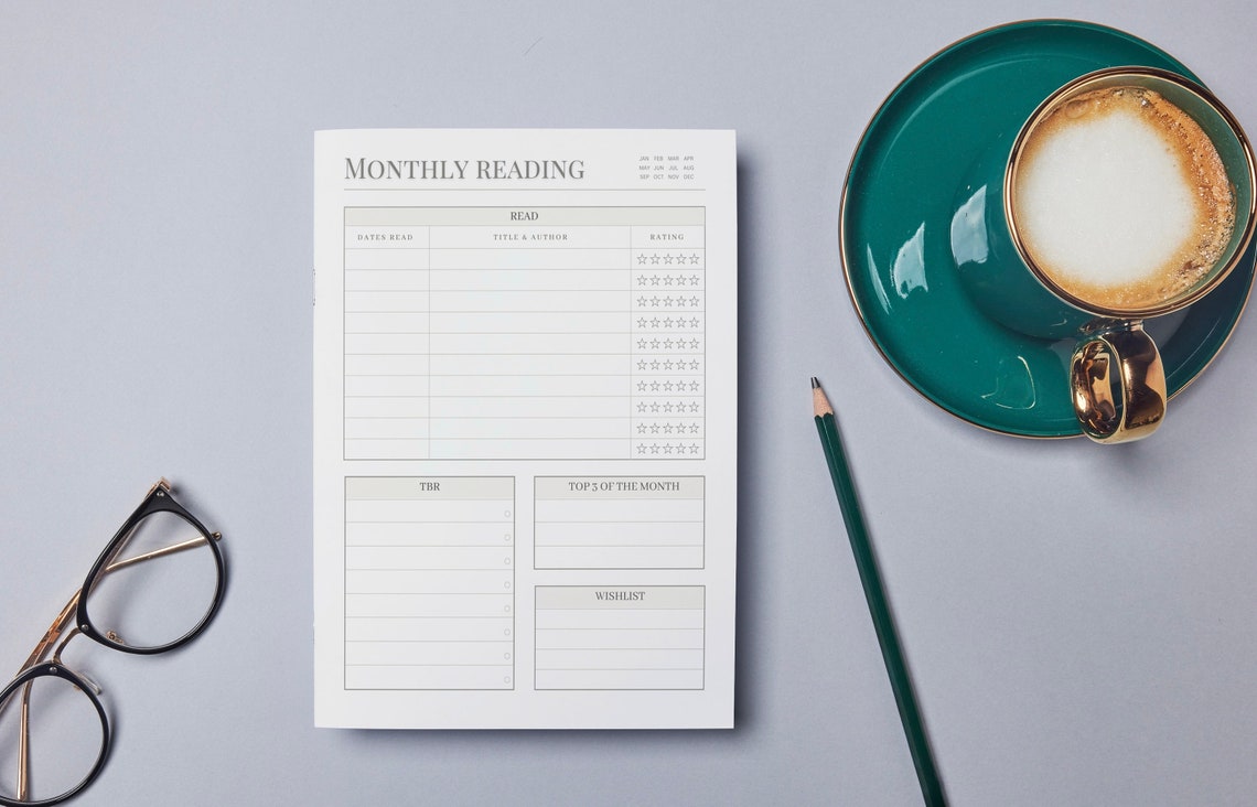 Monthly Reading Tracker, Digital Reading Tracker, Printable Reading ...