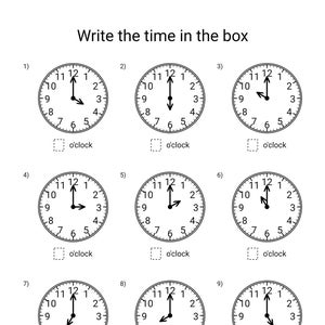 Telling Time Worksheets Grade 1 - Etsy