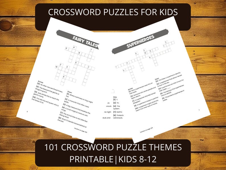 Crossword Puzzles for Kids Ages 8-12 | 101 Educational Themes | Screen