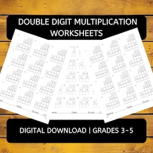 Può includere: Un foglio di lavoro stampabile per problemi di moltiplicazione a due cifre. Il foglio di lavoro è progettato per le classi dalla terza alla quinta e include 12 problemi. I problemi sono presentati in un formato a griglia con i numeri da moltiplicare in alto e in basso nella griglia.