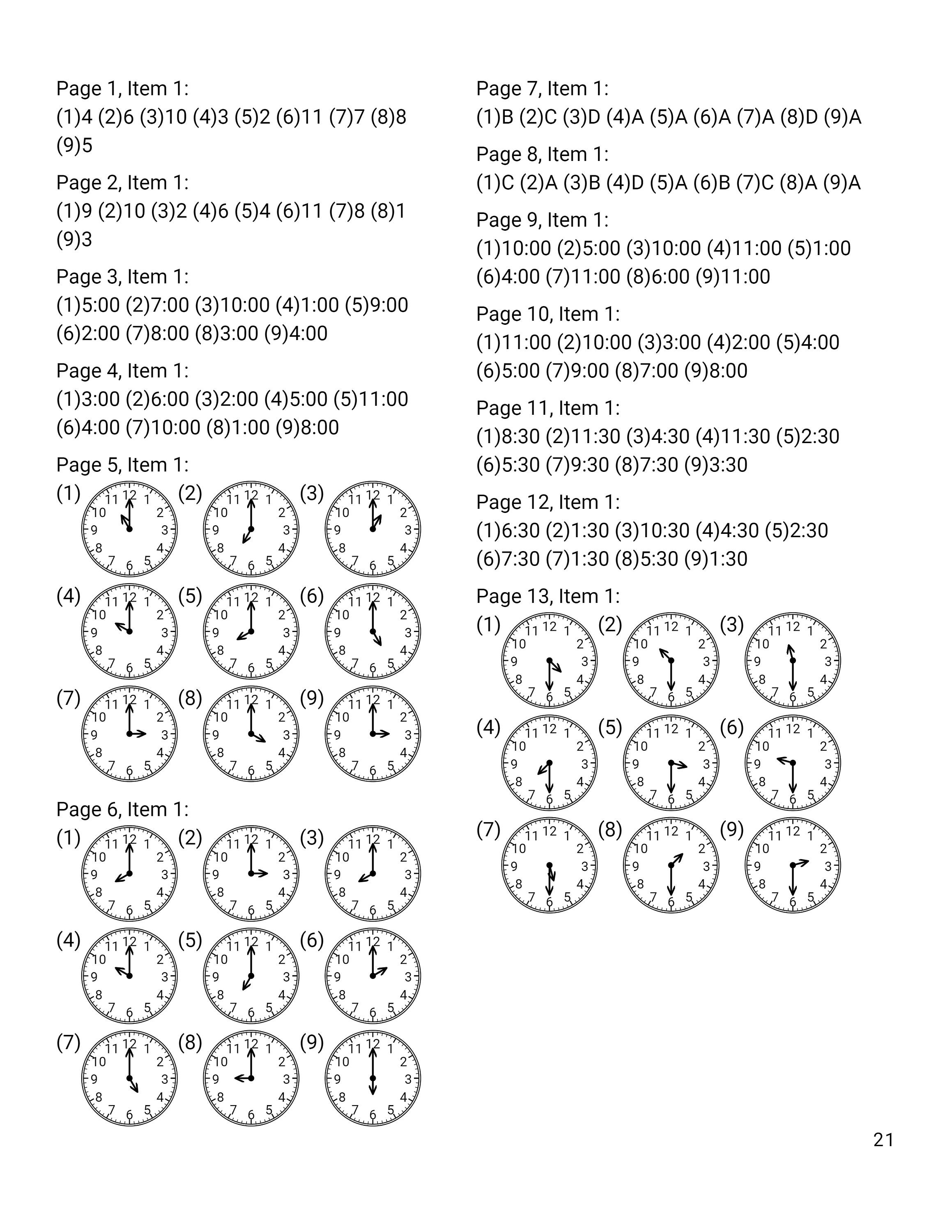 Telling Time Worksheets Grade 1 - Etsy