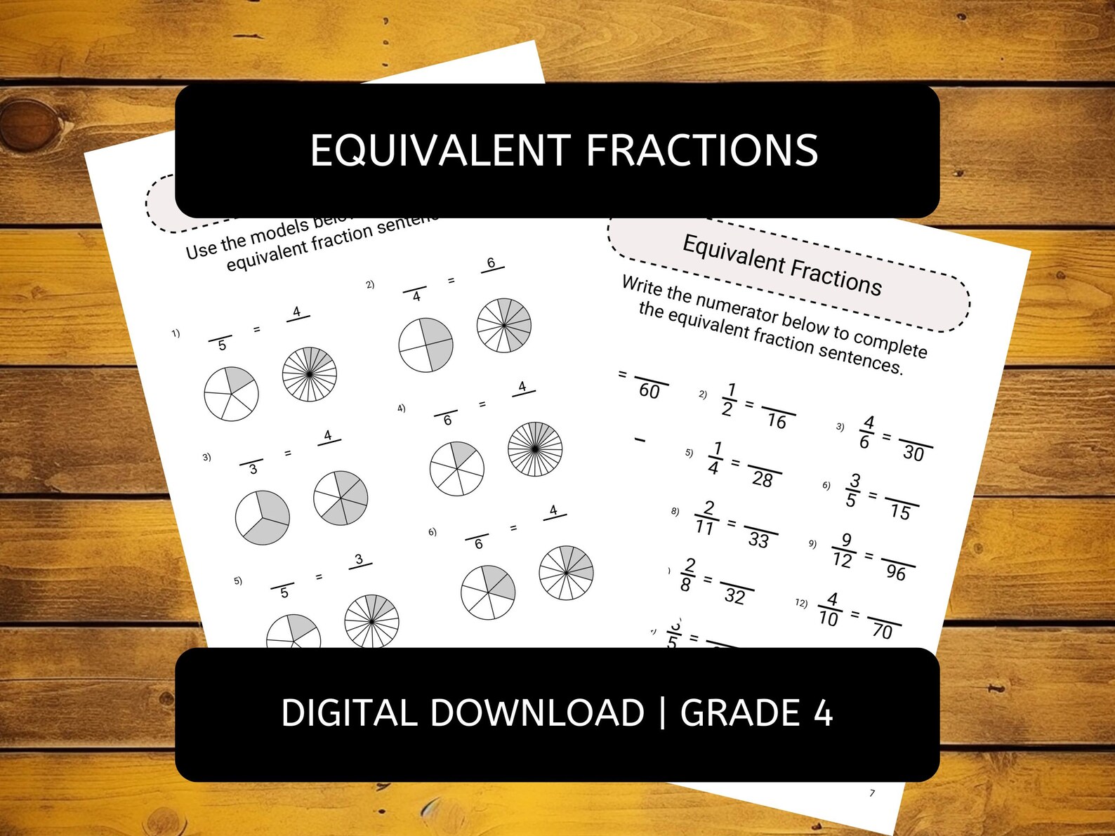 Fractions Worksheets Supplemental Practice | Math Grade 4 - Etsy