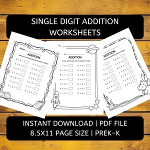 10 Printable Math Addition Worksheets for Preschool-Kindergarten Math