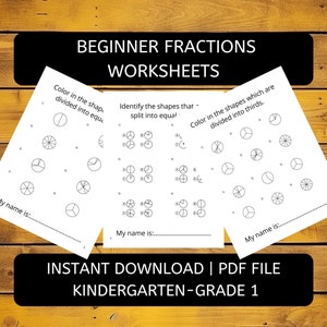 Anfänger Visuelle Brüche Arbeitsblätter Kindergarten bis Klasse 1