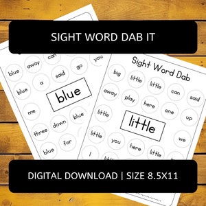 Printable Dolch Sight Words Dab It Worksheets Preschool - Etsy