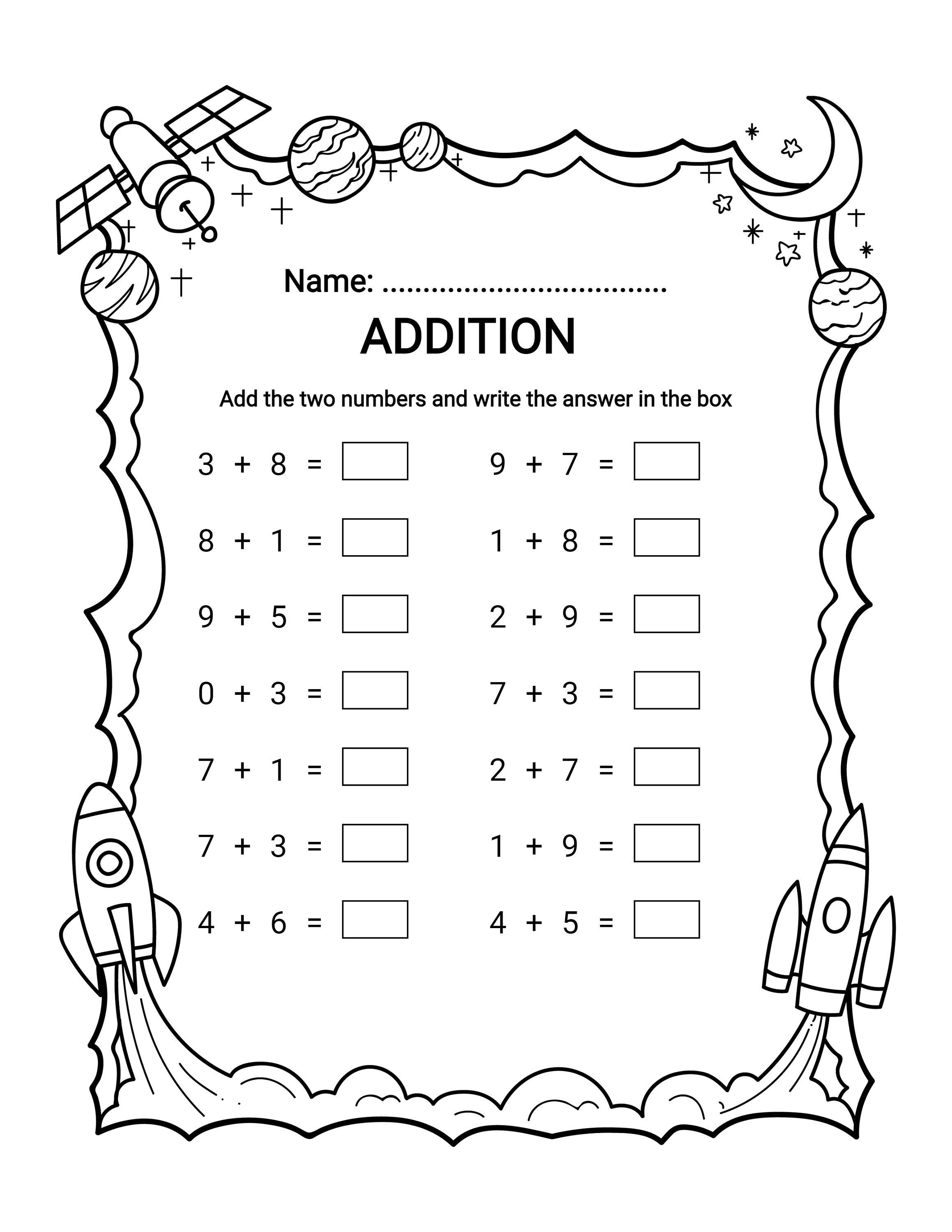 10 printable addition worksheets for preschool kindergarten math