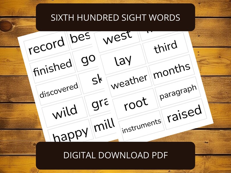 Fry Sight Words Flashcards Printable Sixth Hundred | High Frequency ...