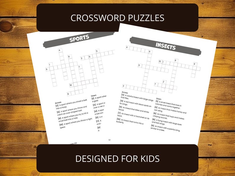 Crossword Puzzles for Kids Ages 8-12 | 101 Educational Themes | Screen