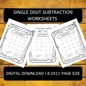 Math Subtraction Worksheets Numbers 0-9 | 50 Printable Pages for Kids 4-6