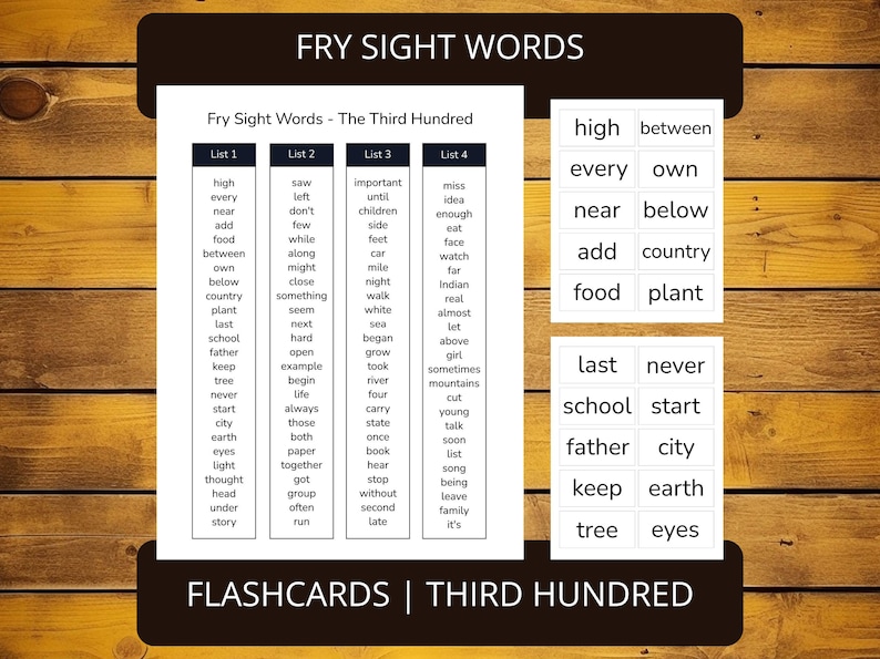 Fry Sight Words Flashcards Printable Third Hundred | High Frequency ...