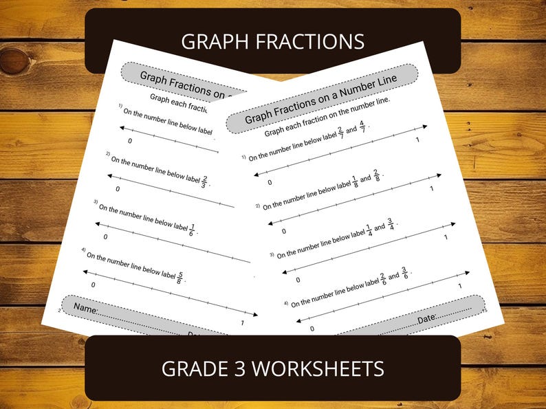 Math Fractions Number Line Worksheets Grade 3 | Graph Fractions ...