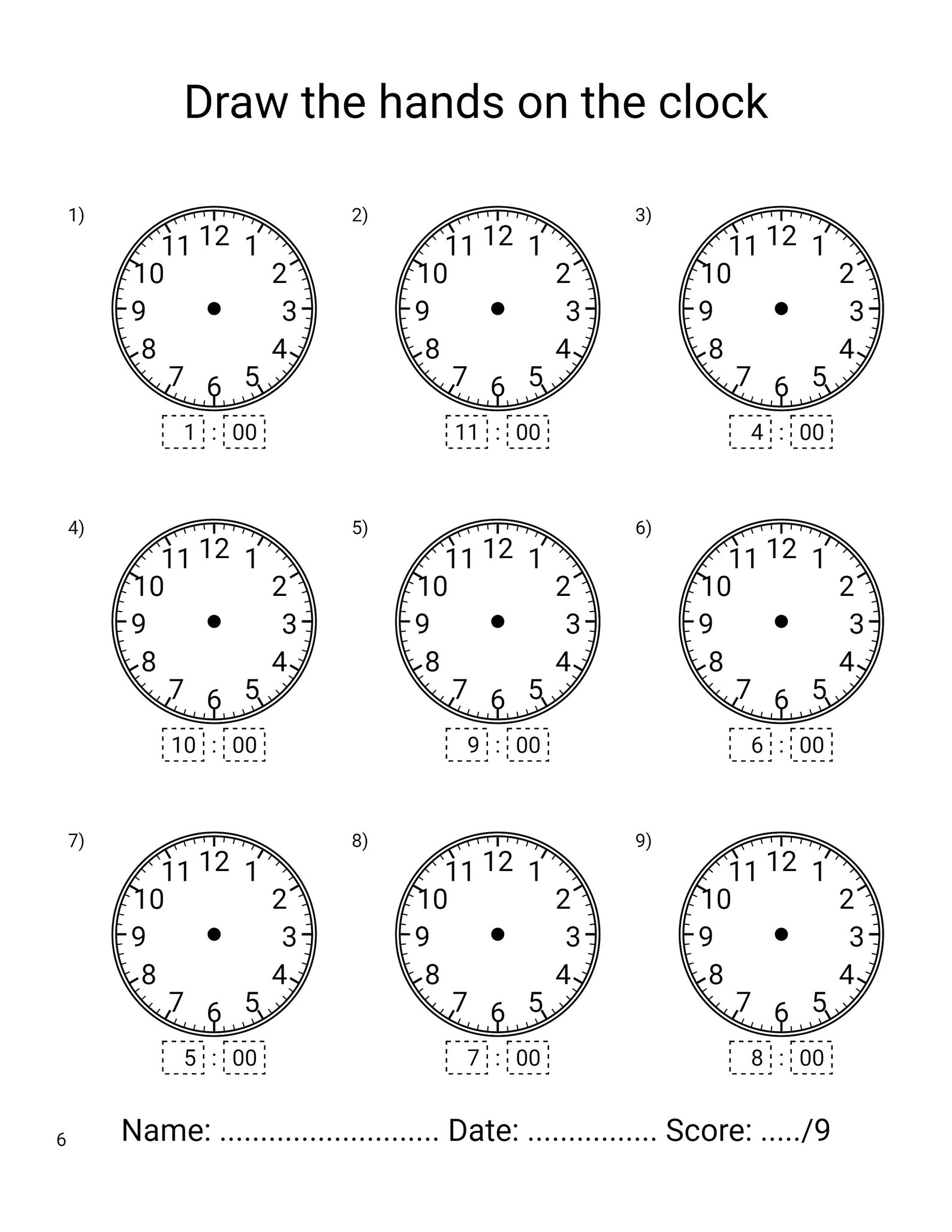 Telling Time Worksheets Grades 13 Etsy