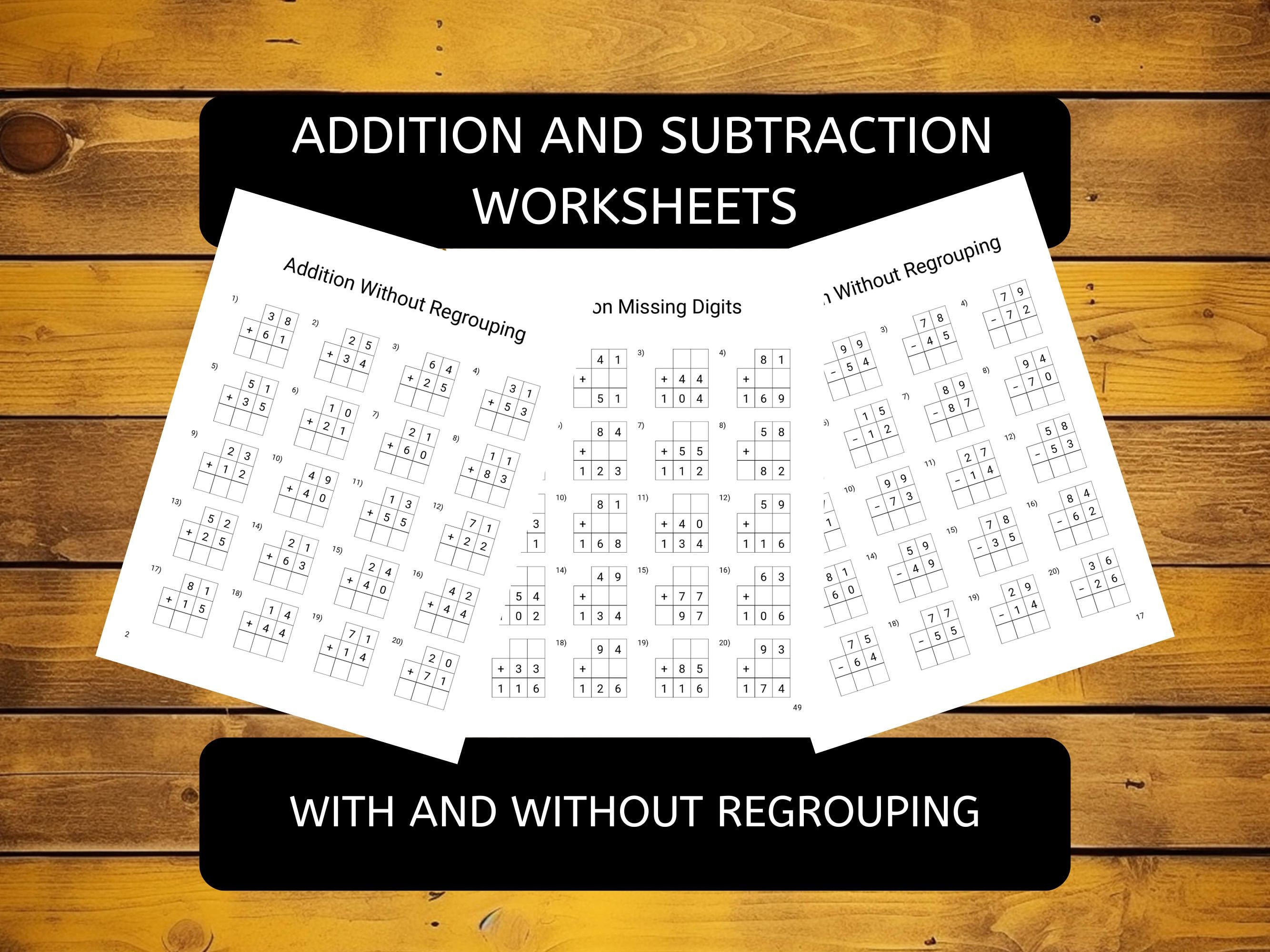 Free Holiday-Themed Addition and Subtraction Worksheets - Homeschool Den, image size:2667x2000