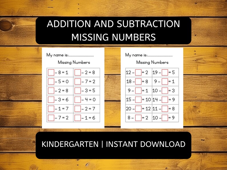 Addition and Subtraction Worksheets Zero to Twenty | Kindergarten Math ...