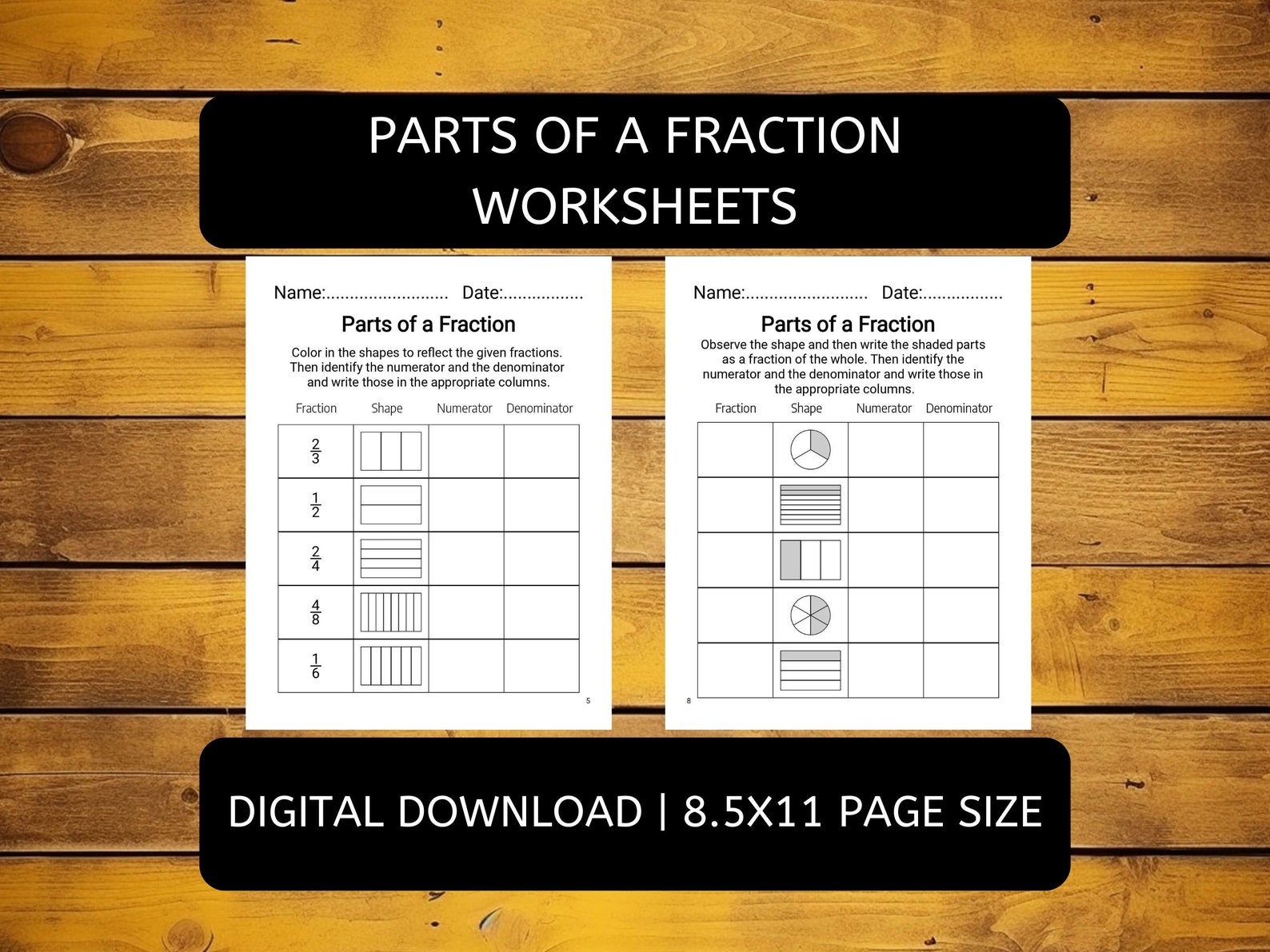 Fraction Worksheets Grade 3 - Etsy