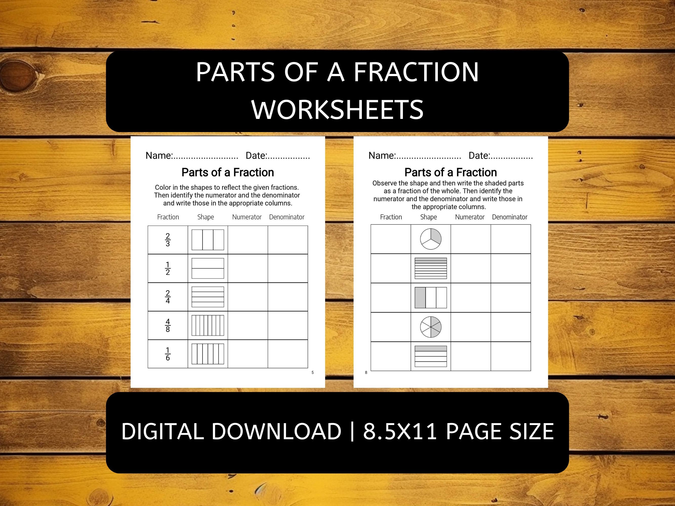 Fraction Worksheets Grade 3 - Etsy
