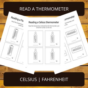 Printable Read a Thermometer Temperature Worksheets | Celsius and Fahrenheit Systems | Homeschool Write the Temperature Grade 3