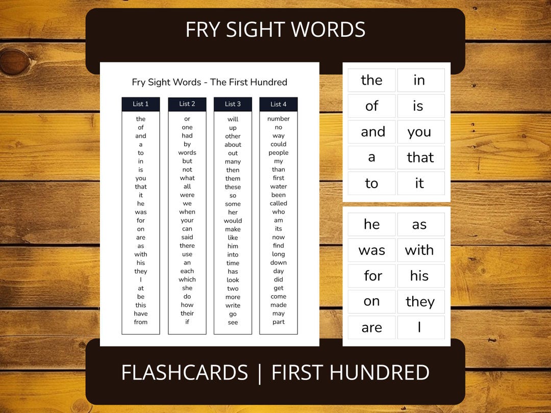 Fry Sight Words Flashcards Printable First Hundred | High Frequency ...