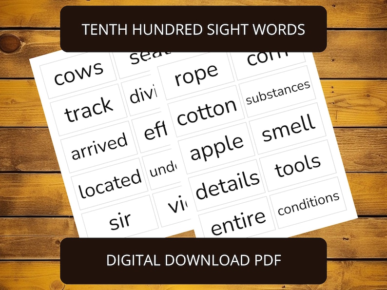Fry Sight Words Flashcards Printable Tenth Hundred | High Frequency ...