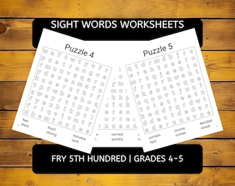 Sight Words Coloring Word Search Worksheets | Grades 4-5 Printable