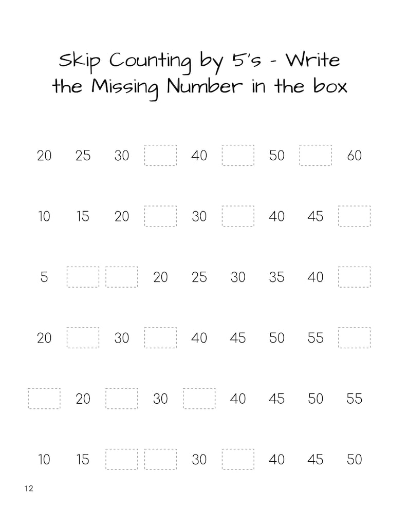 Skip Counting Worksheets Preschool and Kindergarten Math Etsy
