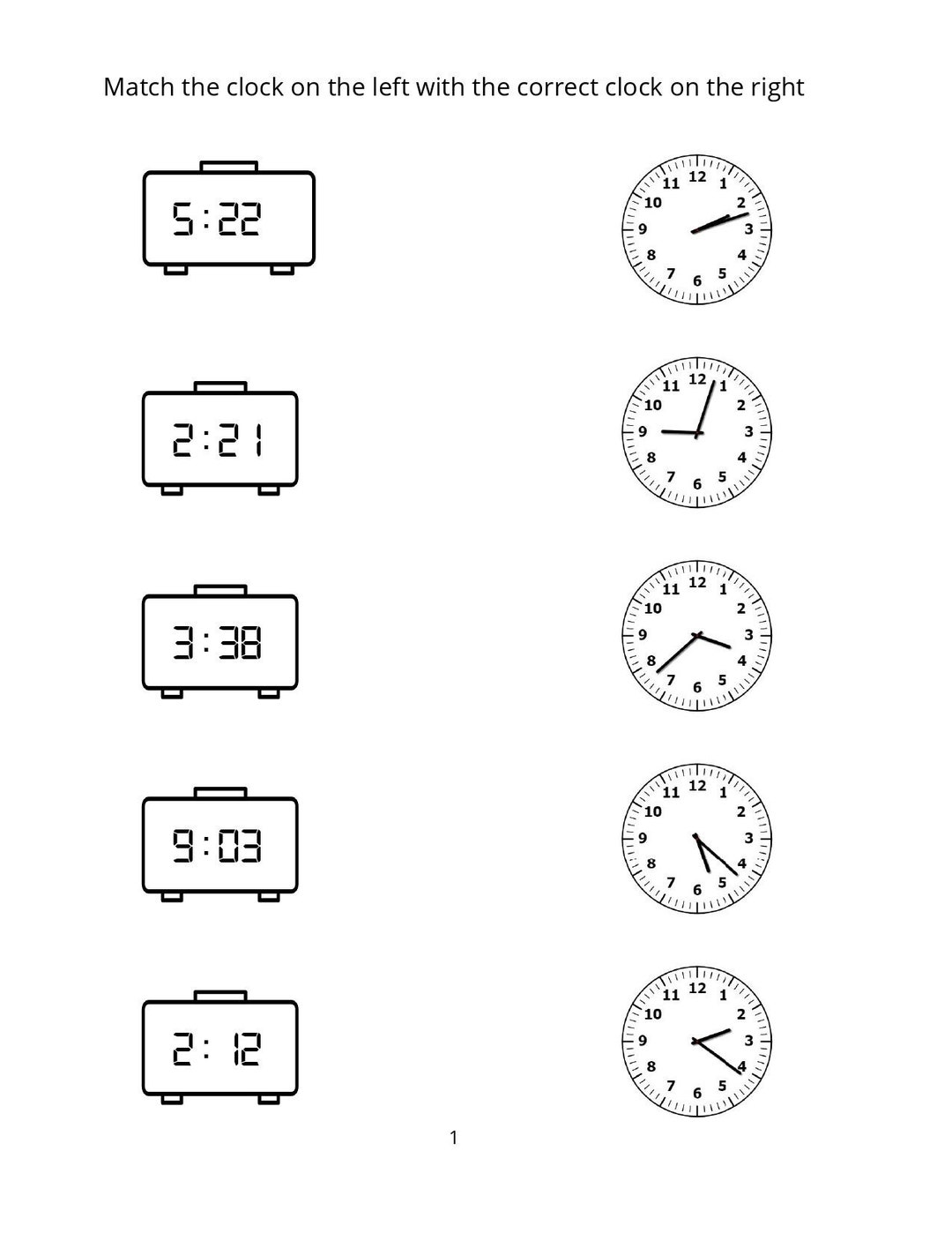 Telling the Time Worksheets Etsy