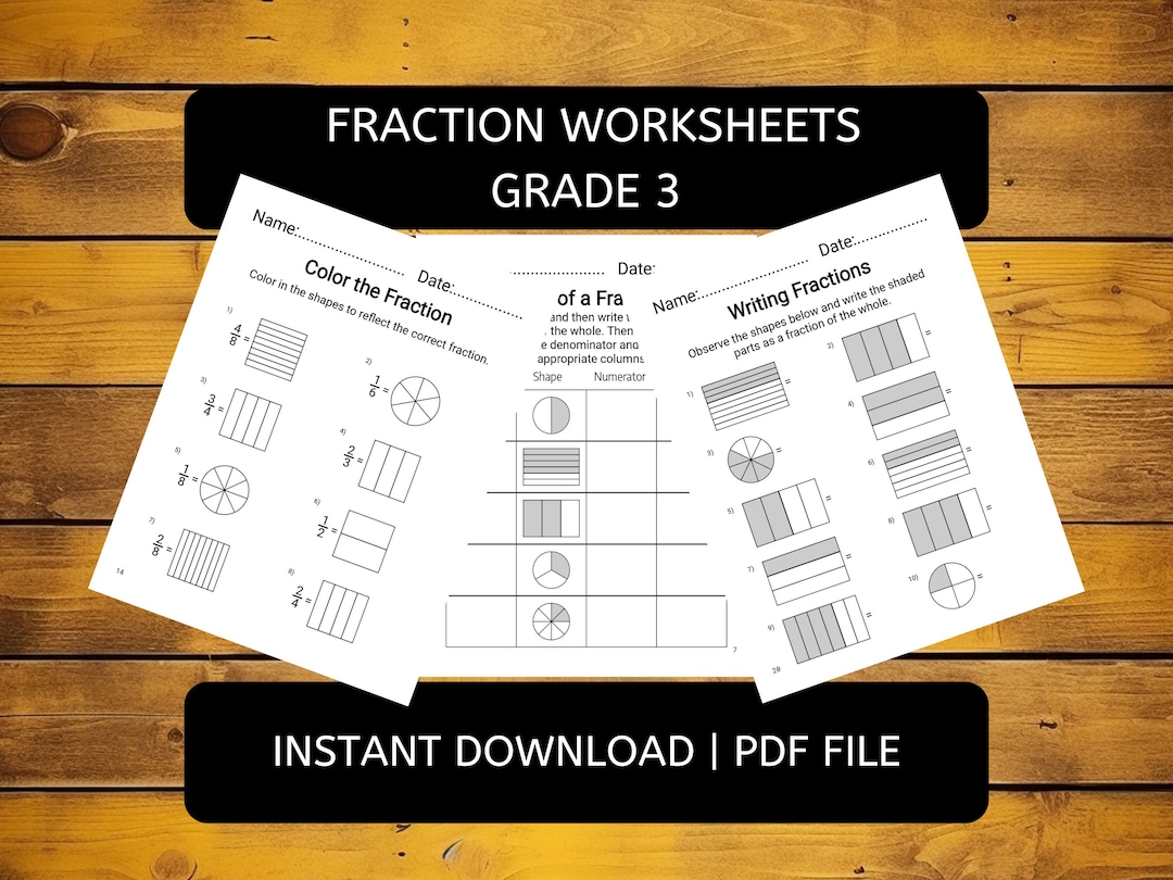 Fraction Worksheets Grade 3 - Etsy