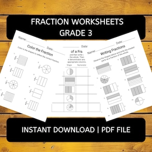 Fraction Worksheets Grade 3 - Etsy
