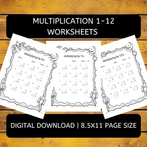 Printable Math Multiplying Practice Worksheets Grades 3-4 | Numbers 1-12